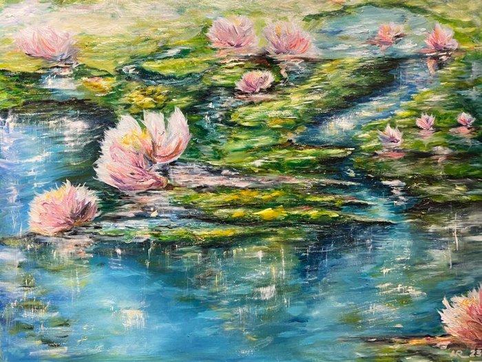 Ryszard Wglarz (XXI) - Lily Reflections, Antiek en Kunst, Kunst | Schilderijen | Klassiek