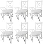 vidaXL Eetkamerstoelen 6 st grenenhout wit, Huis en Inrichting, Stoelen, Verzenden, Nieuw