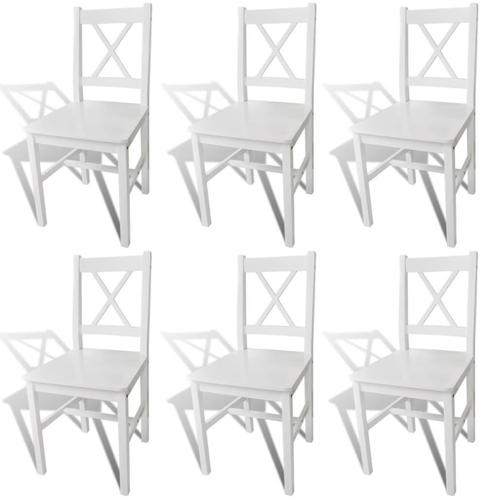 vidaXL Eetkamerstoelen 6 st grenenhout wit, Huis en Inrichting, Stoelen, Nieuw, Verzenden
