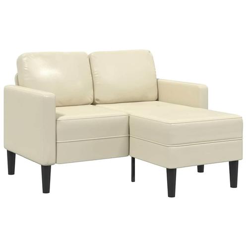 vidaXL 2-zitsbank met ligstoel L-vormig crèmekleurig 125 cm, Huis en Inrichting, Zetels | Zetels, Nieuw, Verzenden