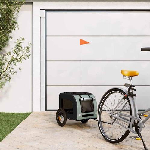 vidaXL Hondenfietstrailer oxford stof en ijzer grijs en, Dieren en Toebehoren, Overige Dieren-accessoires, Nieuw, Verzenden