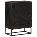 vidaXL Commode noir 55x30x76 cm bois massif de manguier, Maison & Meubles, Verzenden, Neuf