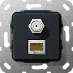 Gira RJ45 Cat6A Réseau Et Prise Combo SAT-F Noire - 569710, Bricolage & Construction, Verzenden