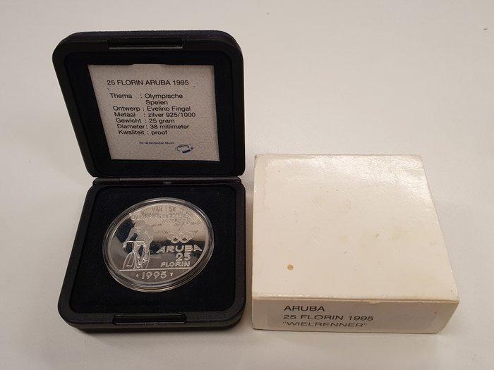 Aruba. 6 Zilveren munten 5-50 Florin 1995-2010 (Zonder, Timbres & Monnaies, Monnaies | Europe | Monnaies non-euro