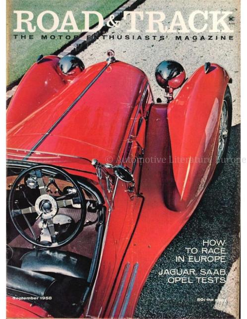 1958 ROAD AND TRACK MAGAZINE SEPTEMBER ENGELS, Livres, Autos | Brochures & Magazines, Enlèvement ou Envoi