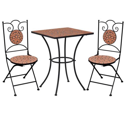 vidaXL 3-delige Bistroset mozaïek keramische tegel, Tuin en Terras, Tuinsets en Loungesets, Nieuw, Verzenden