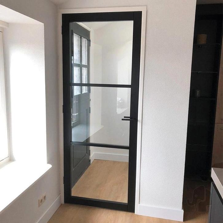 Staal look deur zwarte binnendeur Arkel | SLECHTS €295,00,-, Doe-het-zelf en Bouw, Deuren en Vliegenramen, Schuifdeur, Nieuw, Glas