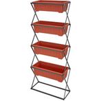 tectake Verticaal plantenrek met 4 bakken 52x21x127cm - brui, Tuin en Terras, Verzenden, Nieuw