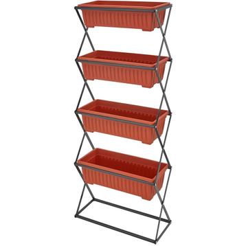 tectake Verticaal plantenrek met 4 bakken 52x21x127cm - brui, Tuin en Terras, Verzenden, Nieuw