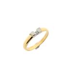 18 Krt. Bicolor gouden ring met diamant 0,04 ct. (witgoud), Handtassen en Accessoires, Ringen, 18 tot 19, Gebruikt, Overige kleuren