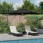 vidaXL Roma Parasol Zwart 286 x 284 x 270 cm Aluminium en, Tuin en Terras, Verzenden, Nieuw