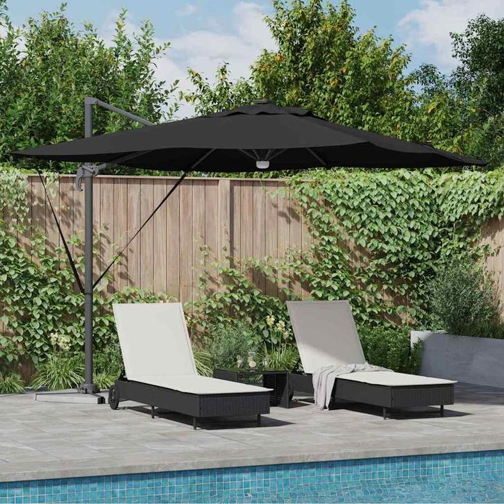 vidaXL Roma Parasol Zwart 286 x 284 x 270 cm Aluminium en, Tuin en Terras, Parasols, Nieuw, Verzenden