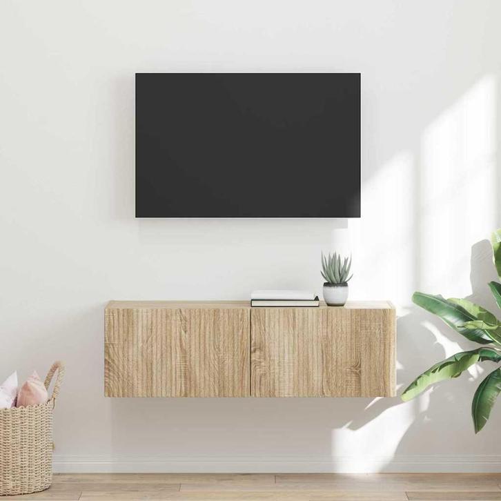 vidaXL TV Wandkast Sonoma 60 x 31 x 29.5 cm Bewerkt hout, Huis en Inrichting, Kasten |Televisiemeubels, Nieuw, Verzenden