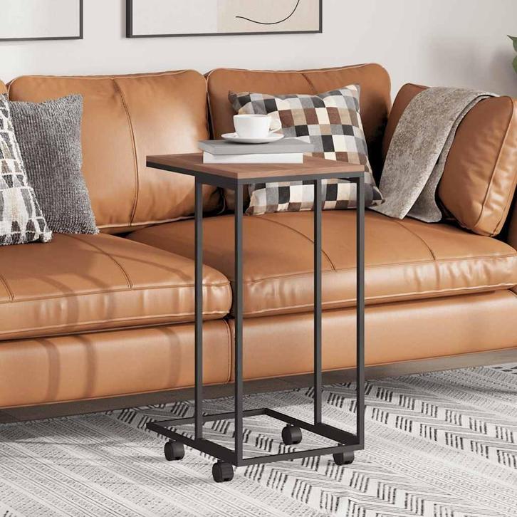 vidaXL Bijzettafel met wieltjes 40x30x63,5 bewerkt hout, Huis en Inrichting, Tafels | Salontafels, Nieuw, Verzenden