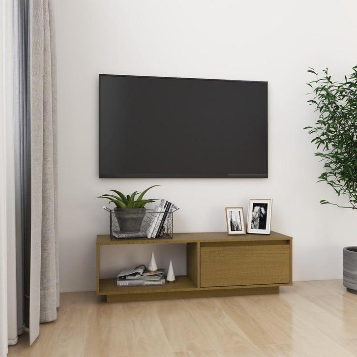 vidaXL Tv-meubel 110x30x33,5 cm massief grenenhout, Huis en Inrichting, Kasten |Televisiemeubels, Nieuw, Verzenden