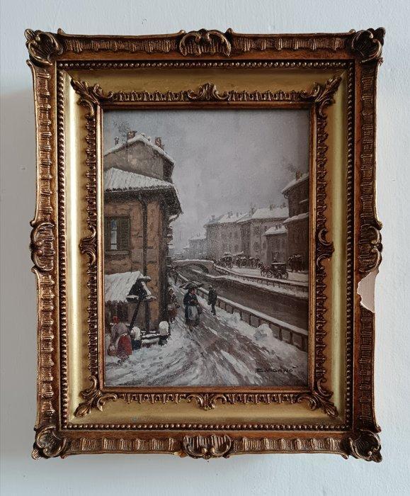 Giuseppe Vigano (1910-?) - Vecchia Milano, Antiek en Kunst, Kunst | Schilderijen | Klassiek