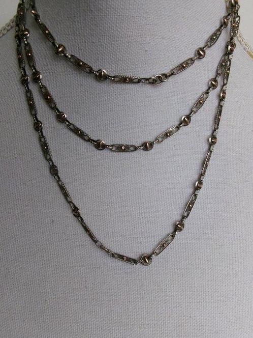 Argent, Gold-filled - Collier - Art nouveau dune longueur, Antiek en Kunst, Kunst | Designobjecten