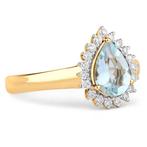 Ring - 14 karaat Geel goud - 0.96ct. tw. Aquamarijn -, Handtassen en Accessoires, Nieuw