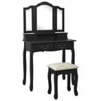 vidaXL Ensemble de coiffeuse avec tabouret Noir, Verzenden, Neuf