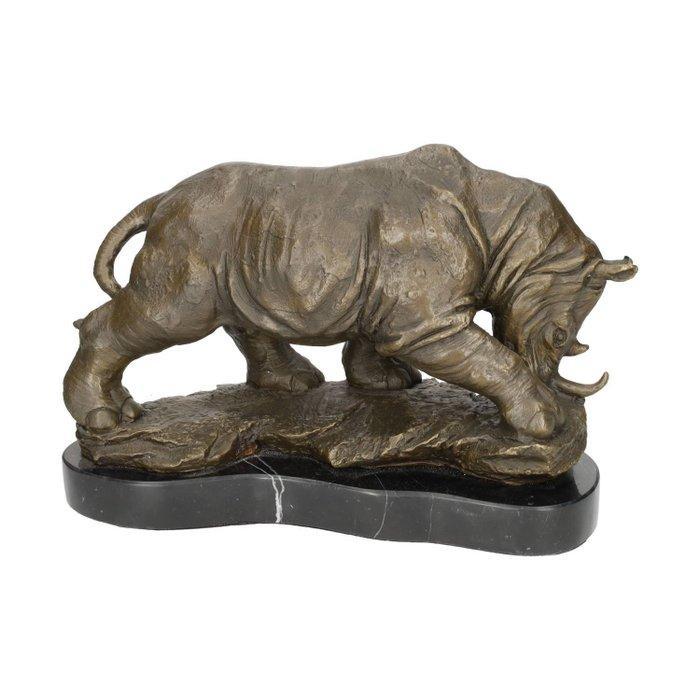 Beeldje - Rhino - Brons, Antiek en Kunst, Curiosa en Brocante