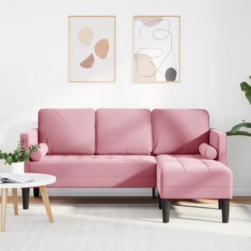 vidaXL 3-Zits Sofa met Chaise L-vormig Lichtroze 160 cm, Verzenden