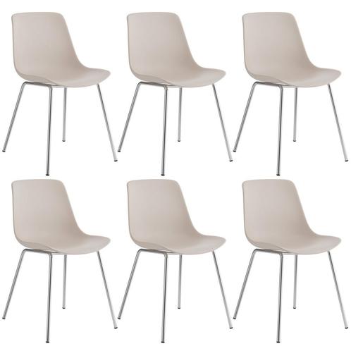 tectake Kunststofstoelen Mave, ergonomisch, 120 kg - taupe/c, Huis en Inrichting, Stoelen, Verzenden