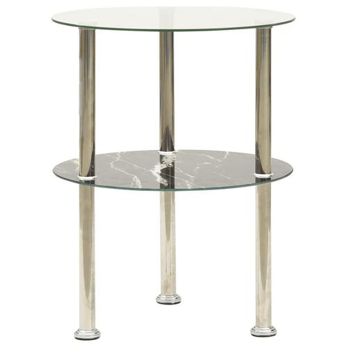 vidaXL Bijzettafel 2-laags 38cm gehard glas transparant en, Huis en Inrichting, Tafels | Bijzettafels, Nieuw, Verzenden
