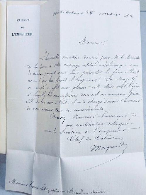 Signé; Corneille Trumelet; Avec compliments de Napoléon III,, Antiek en Kunst, Antiek | Boeken en Manuscripten