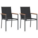 Tuinstoelen Zwart Staal - Set van 2 | Tweede Kansje!, Tuin en Terras, Verzenden, Nieuw, Textileen