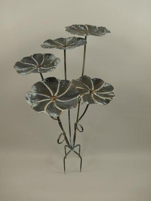Beeldje - Large metal flower / Leaves - garden art - IJzer,, Antiek en Kunst, Curiosa en Brocante