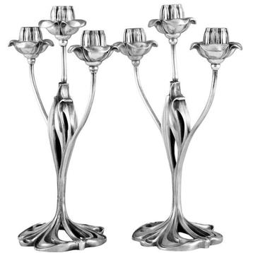 Georges de Feure - Chandelier Deux candélabres en bronze