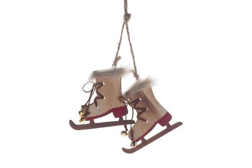 Houten schaatsen met bontje 1 hanger 2 schaatsen8. 5x8. 2x, Hobby en Vrije tijd, Knutselen, Nieuw
