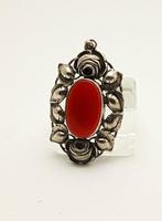 Zilver, Art Deco, Carneool - Ketting met hanger - Deense