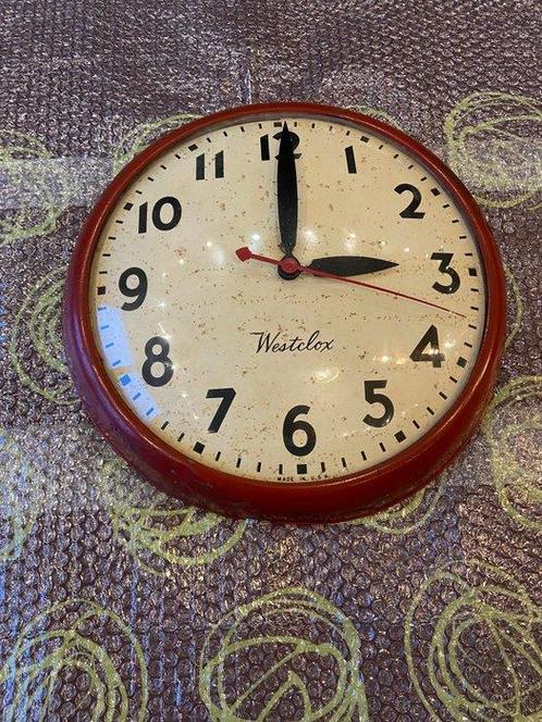 Wandklok - Staal - 1950-1960 - Westclox General Time, Antiek en Kunst, Curiosa en Brocante