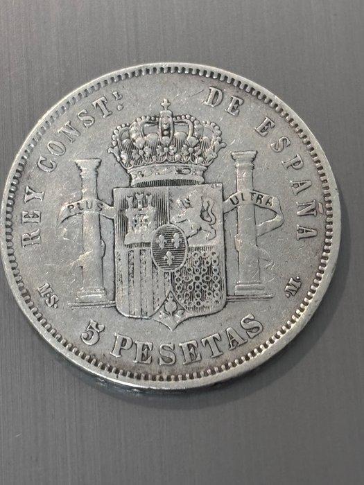 Spanje. Alfonso XII. 5 Pesetas 1885 *1885 MSM (Zonder, Postzegels en Munten, Munten | Europa | Niet-Euromunten