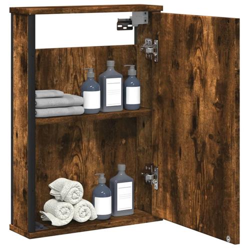 vidaXL Badkamerspiegelkast 42x12x60 cm bewerkt hout gerookt, Huis en Inrichting, Tafels | Kaptafels, Nieuw, Verzenden