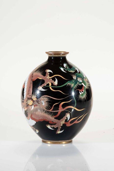 Vaas - Emaille, Zilver, Een cloisonné vaas met zilverdraad, Antiek en Kunst, Antiek | Overige Antiek