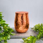 Puur koperen beker gehamerd gebogen met deksel – 300 ml, Sport en Fitness, Ophalen of Verzenden, Nieuw