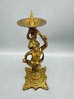 Bronzen kandelaar met cherub – romantisch en klassiek design, Antiek en Kunst