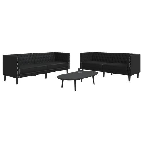 vidaXL 2-delige Loungeset Chesterfield-stijl kunstleer zwart, Huis en Inrichting, Zetels | Zetels, Nieuw, Verzenden