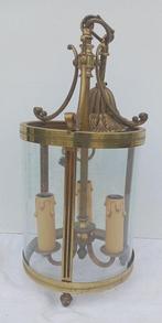 Lustre - Lustre lanterne style Louis XVI en bronze et laiton, Antiek en Kunst