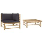 vidaXL 2-delige Loungeset met donkergrijze kussens bamboe, Tuin en Terras, Verzenden, Nieuw