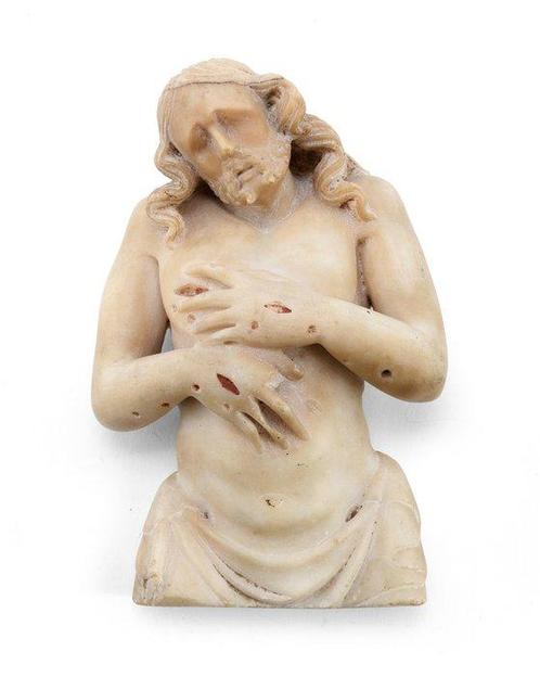 Sculpture, Imago Pietatis - Albâtre - XVIe siècle, Antiquités & Art, Antiquités | Autres Antiquités