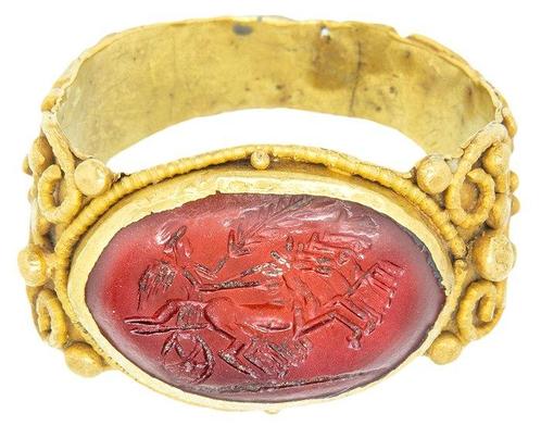 Romain antique Or Anneau - 16.2 mm, Handtassen en Accessoires, Antieke sieraden