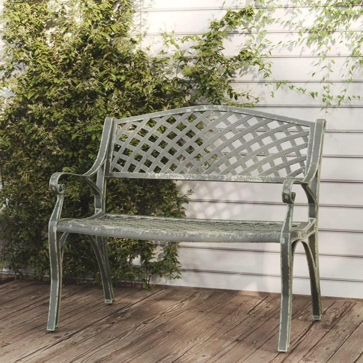 vidaXL Tuinbank 102 cm gietaluminium groen, Tuin en Terras, Tuinsets en Loungesets, Nieuw, Verzenden