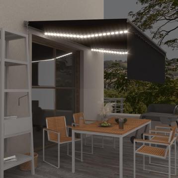 vidaXL Luifel met rolgordijn, LED en windsensor 4,5x3 m, Verzenden