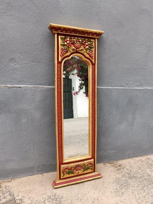 Spiegel - Hars, Hout - Gouden spiegel extra lang, Antiek en Kunst, Curiosa en Brocante