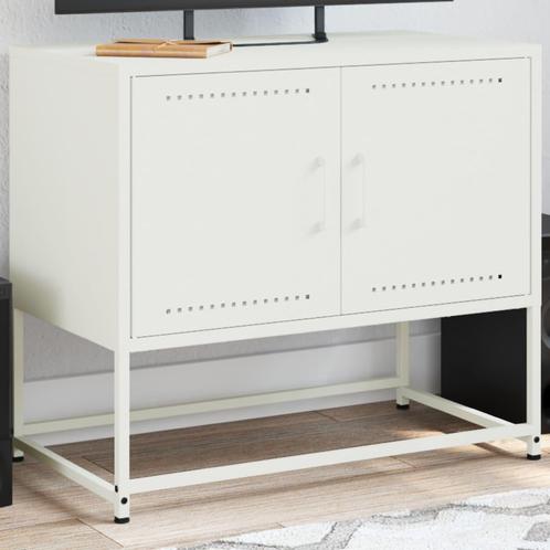 vidaXL Meuble TV blanc 68,5x39x60,5 cm acier, Maison & Meubles, Armoires | Mobilier de télévision, Neuf, Envoi