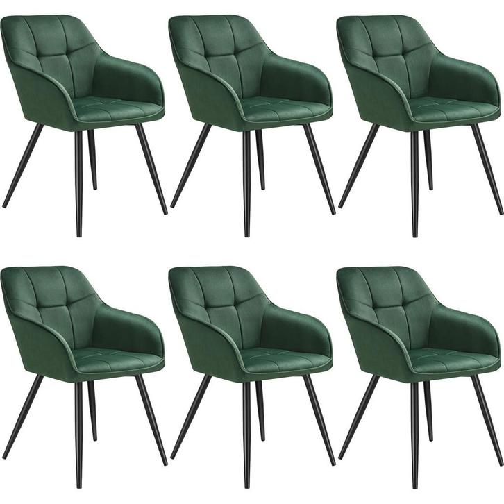 tectake Eetkamerstoel Marilyn, fluweeloptiek, gestikt patroo, Huis en Inrichting, Stoelen, Verzenden