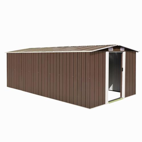 vidaXL Tuinschuur 257x489x181 cm metaal bruin, Tuin en Terras, Tuinhuizen, Nieuw, Verzenden